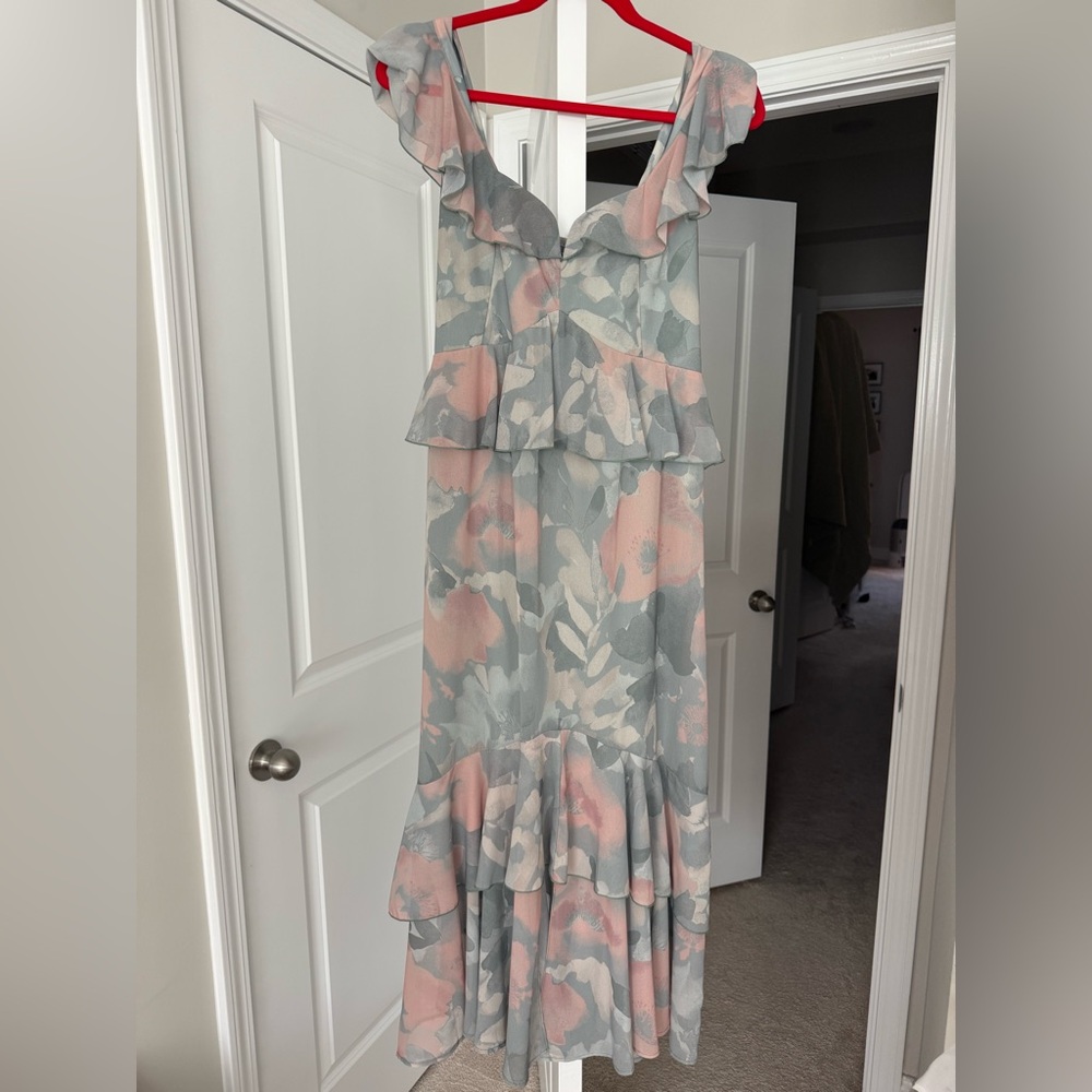 Show Me Your MuMu Pink and Gray Floral Maxi Dress